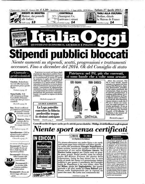 Italia oggi : quotidiano di economia finanza e politica